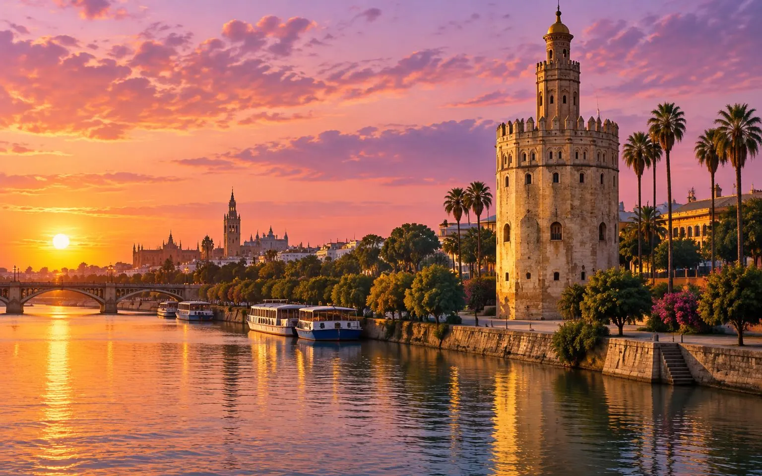 Ilustración de la Torre del Oro de Sevilla